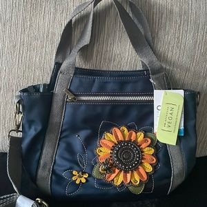 CHALA Navy Blue Sunflower Vegan Totebag Crossbody